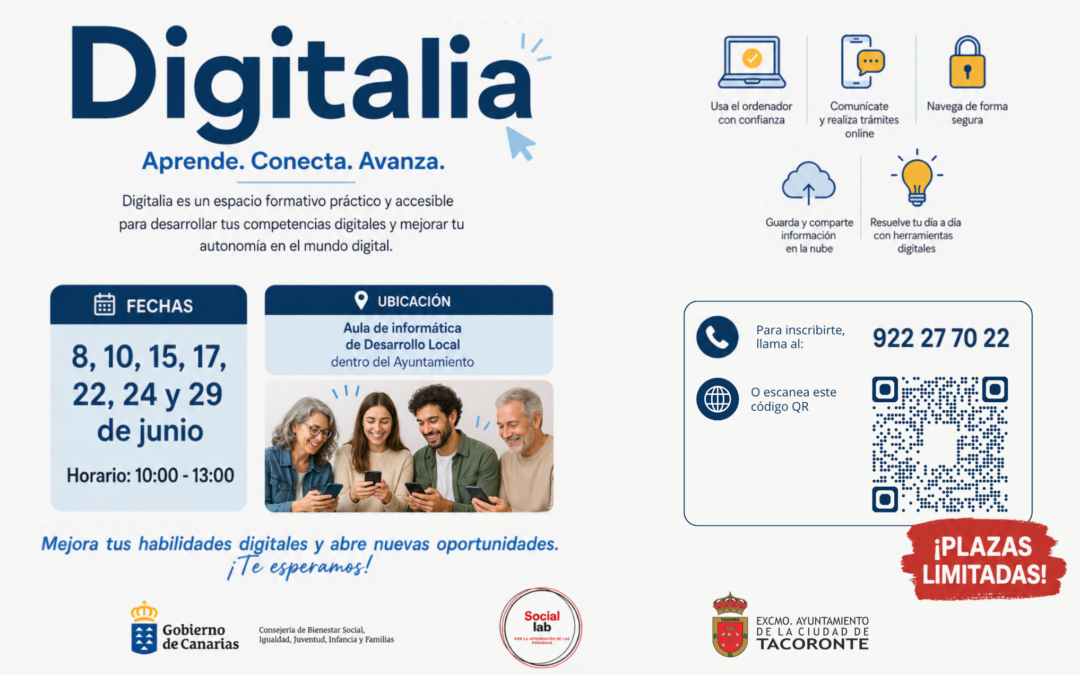 Abierto el plazo de inscripción para «Digitalia», un curso gratuito para romper la brecha digital en Tacoronte